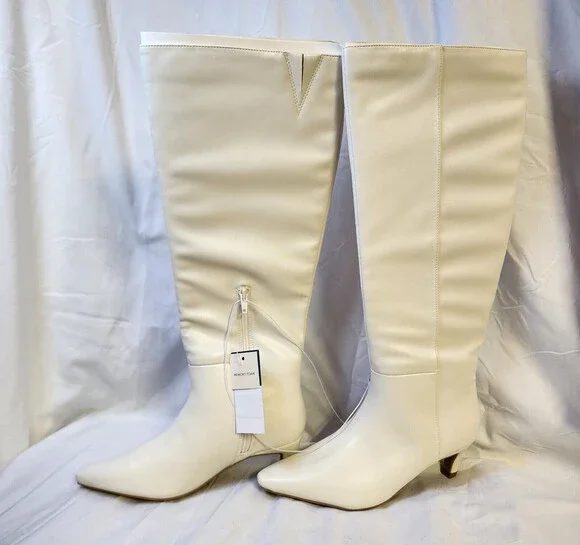 New Universal Threads Women White Knee High Boots Stiletto Heels Pointed Toe 6.5 - Picture 6 of 6